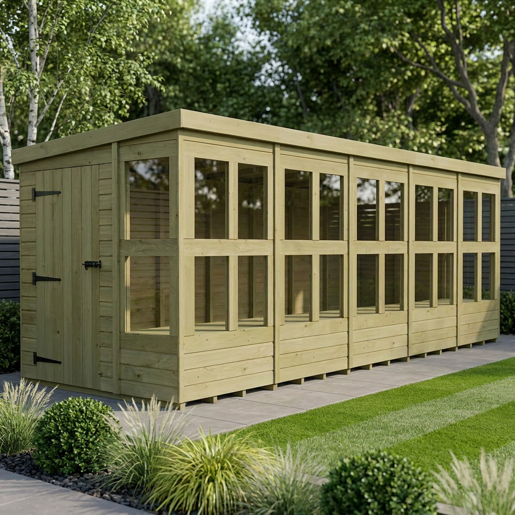 6 x 20 Pent Potting Shed