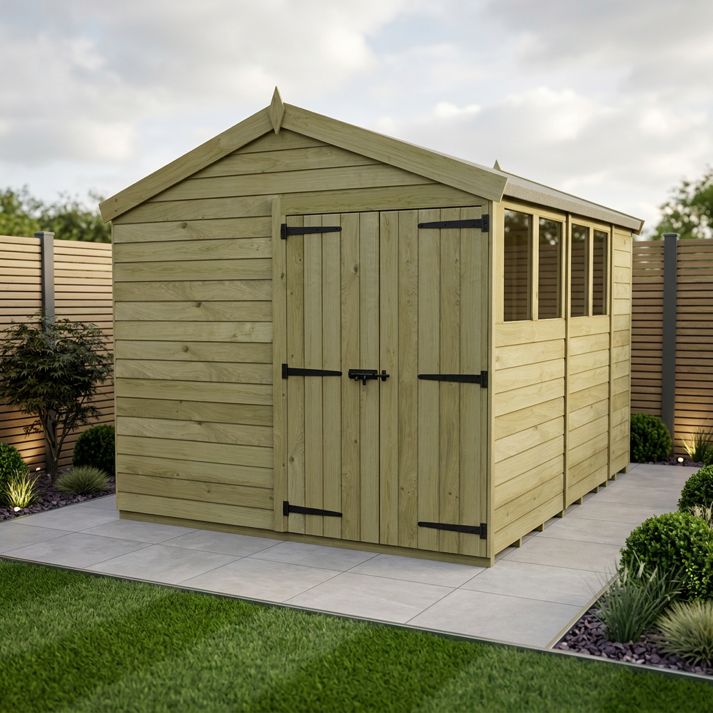 8 x 15 Apex Shed (Double Door, With Windows)