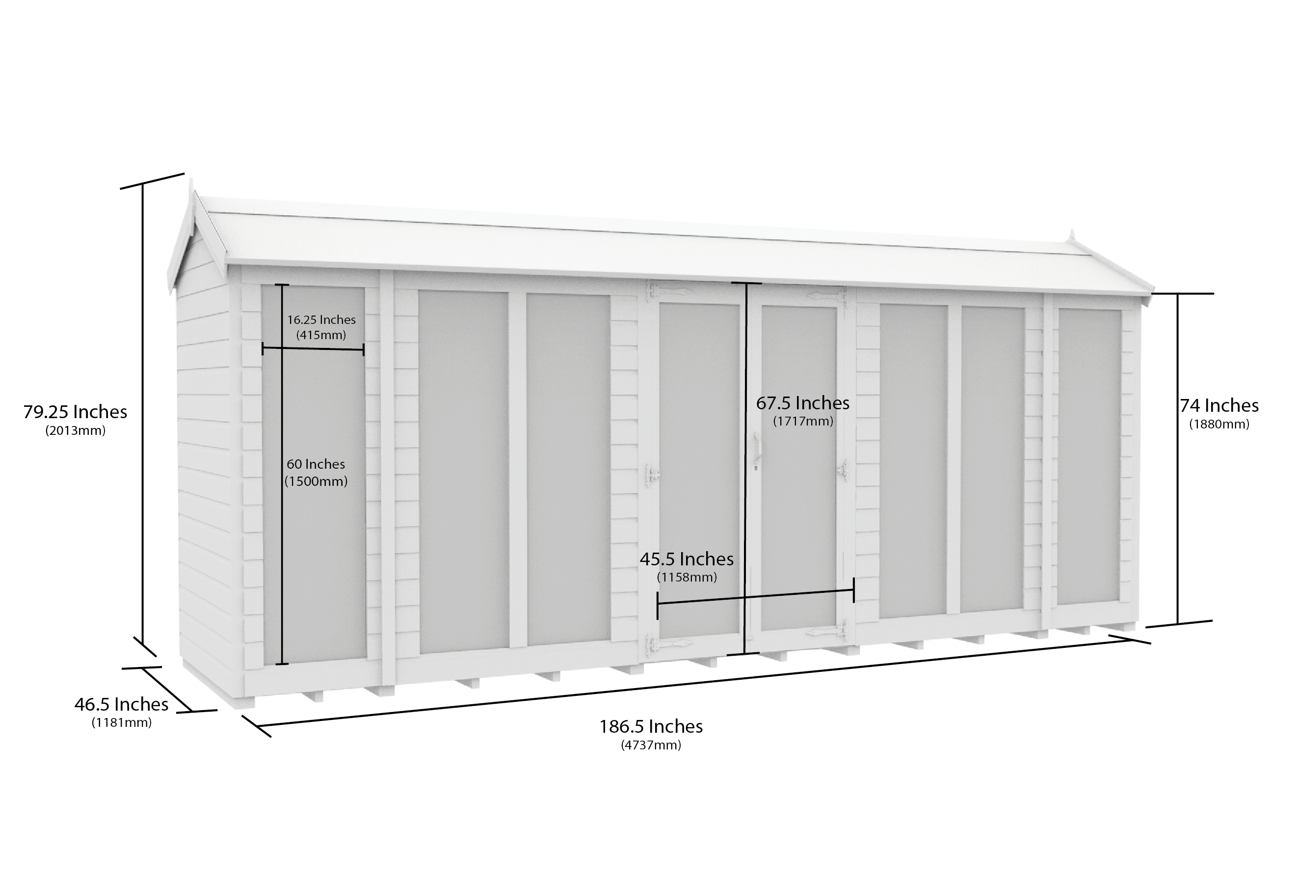 16 x 4 Apex Summer House (Full Height Window)