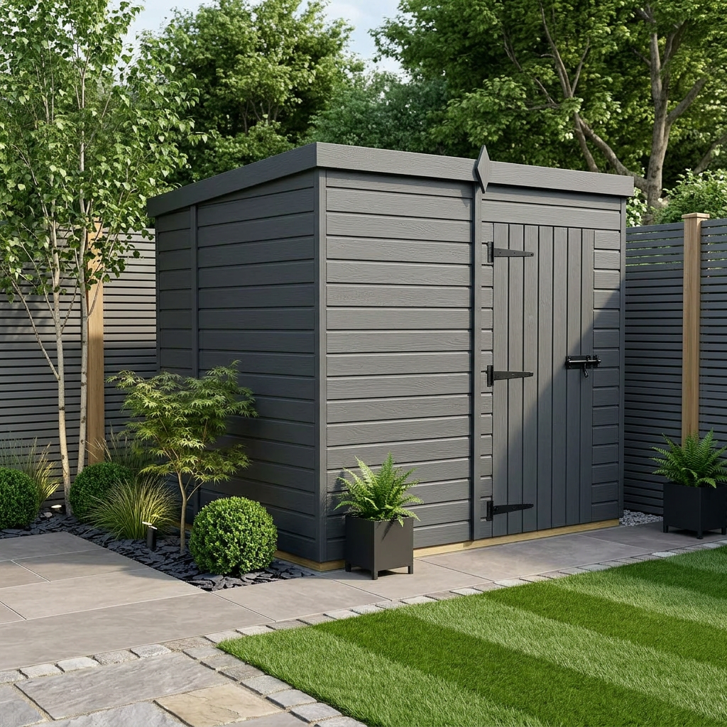 8x6 Pent Composite Shed (Single Door, No Windows)