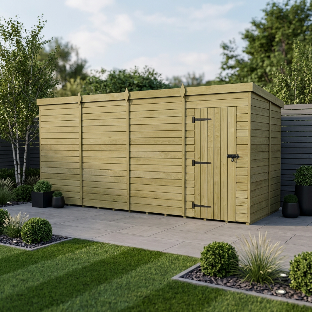 16 x 6 Pent Shed (Single Door, No Windows)