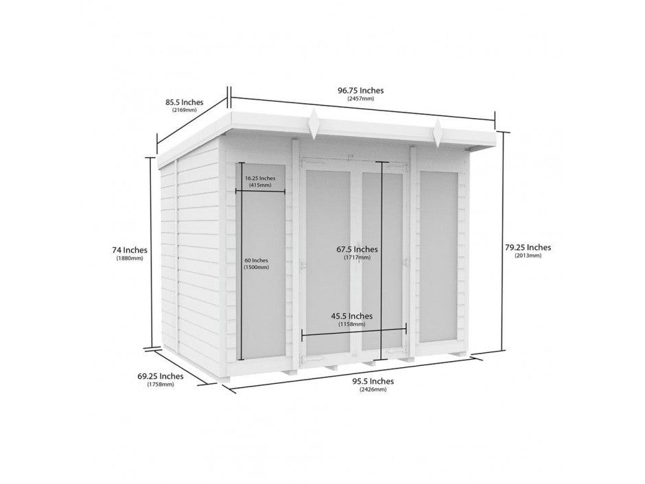 8 x 6 Pent Summer House (Full Height Window)