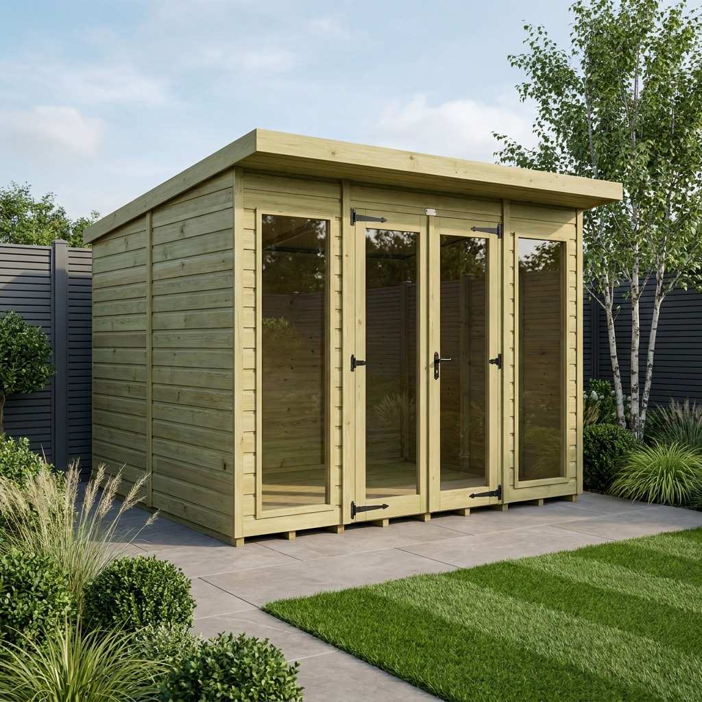 8 x 6 Pent Summer House (Full Height Window)
