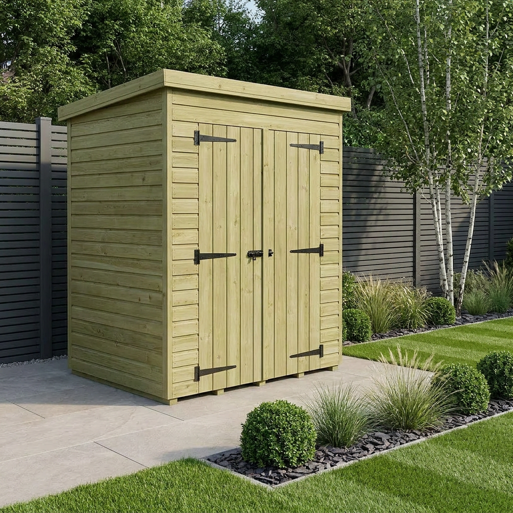 4 x 4 Pent Shed (Double Door, No Windows)