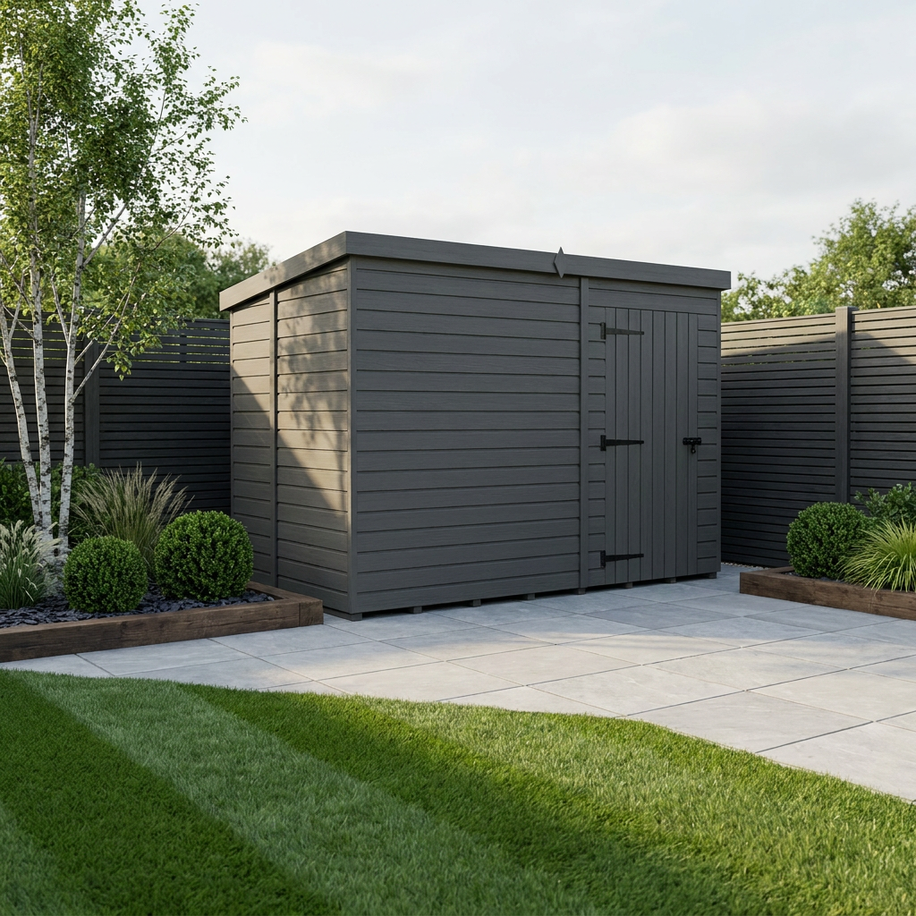 9x7 Pent Composite Shed (Single Door, No Windows)