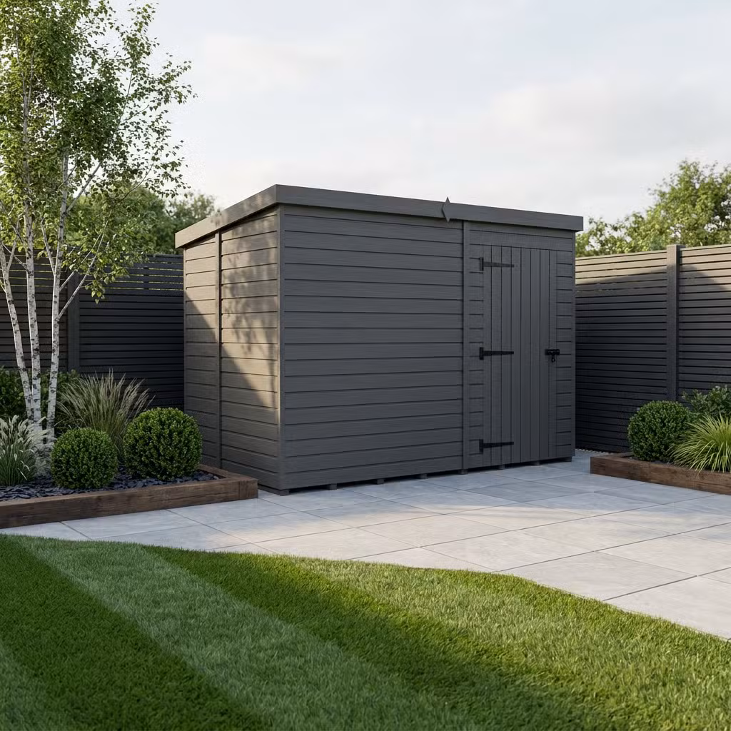 9x7 Pent Composite Shed (Single Door, No Windows)