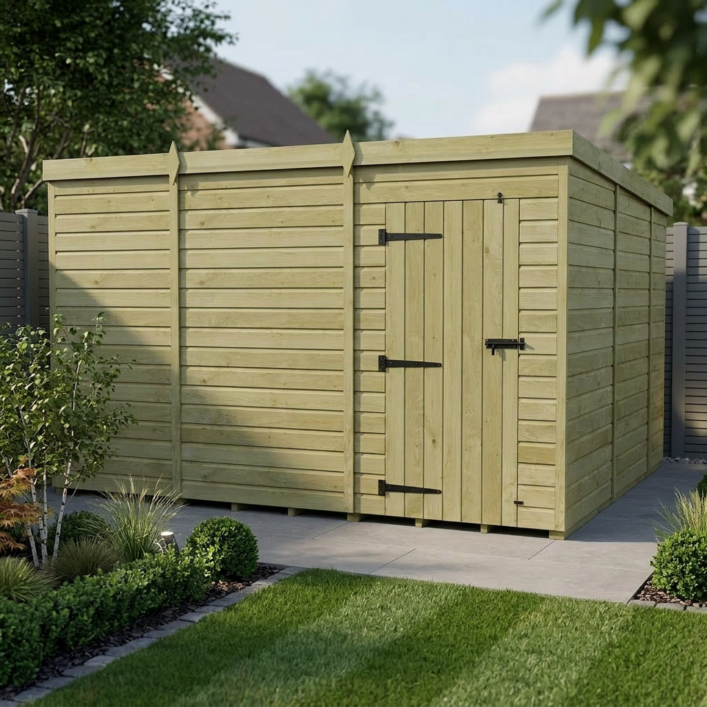 11 x 10 Pent Shed (Single Door, No Windows)