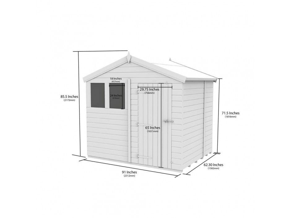 8 x 5 Apex Shed (Double Door, With Windows)