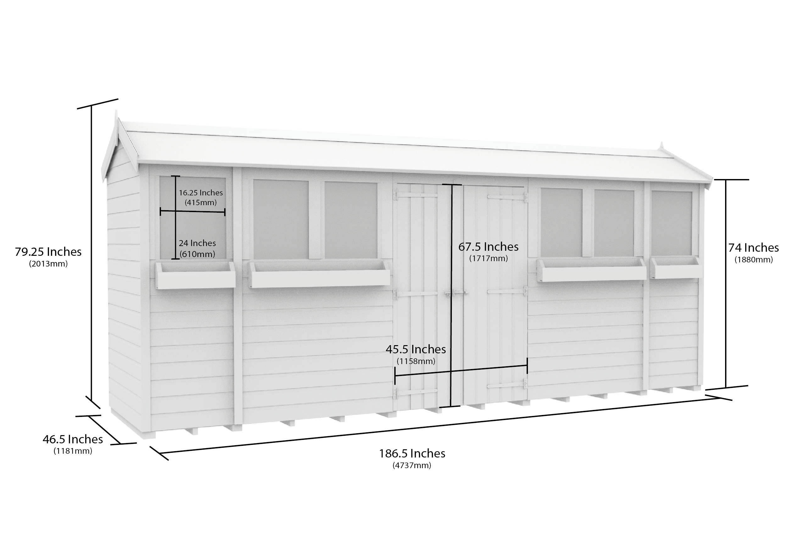 16 x 4 Apex Summer Shed
