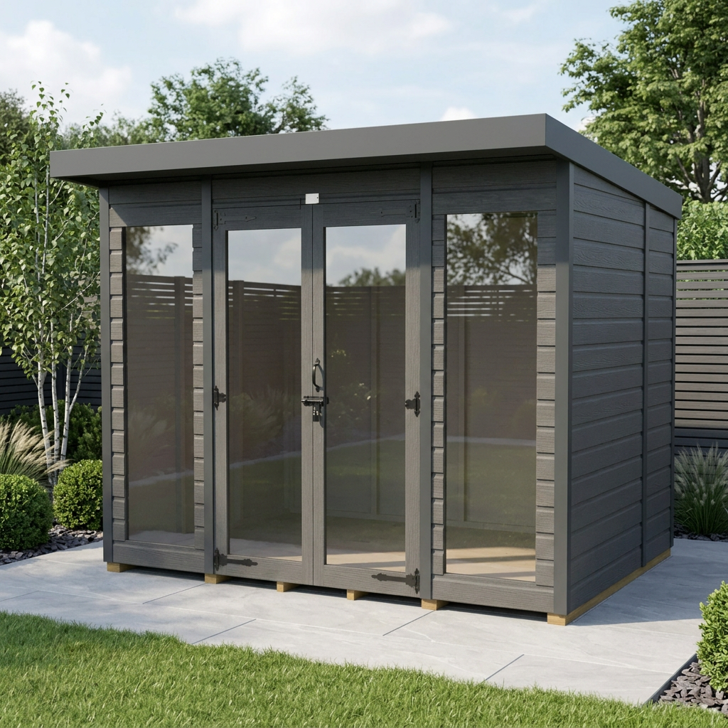 8x8 Composite Pent Full Height Summer House