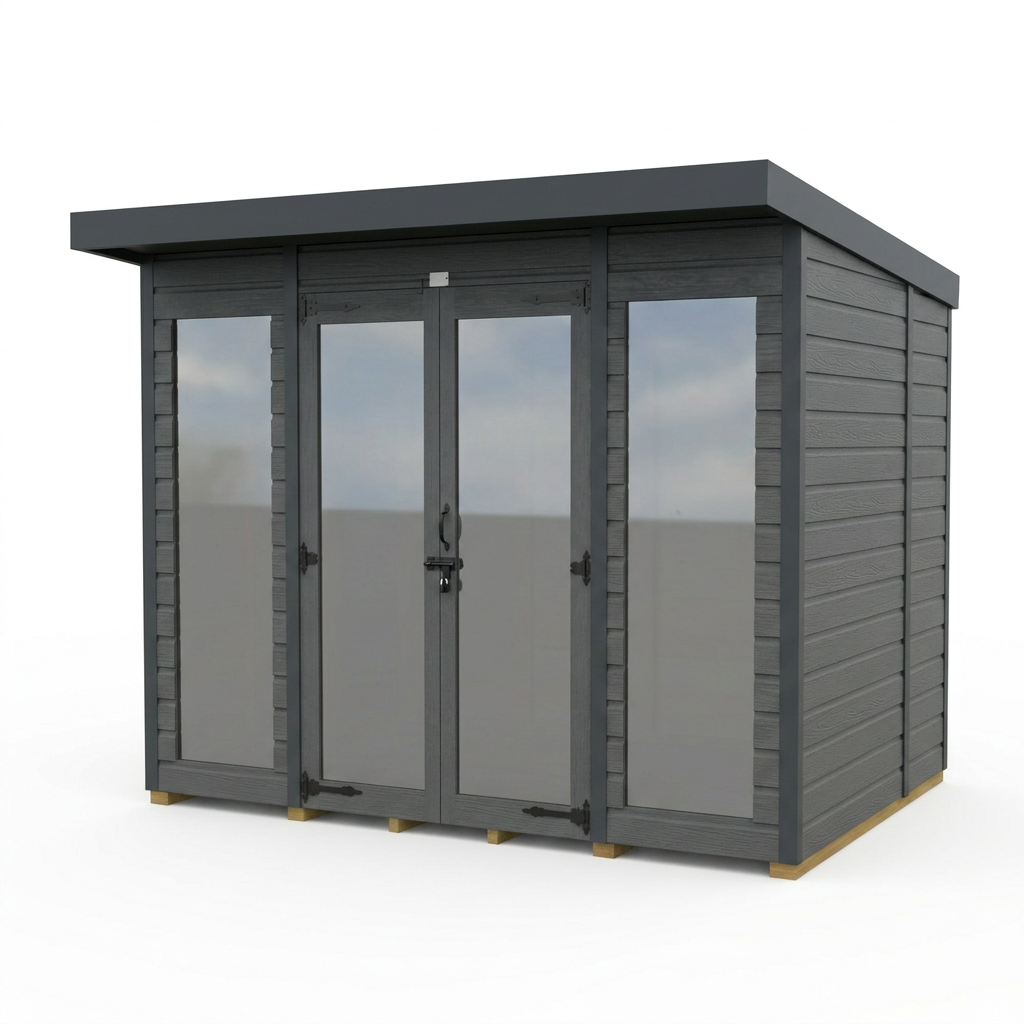 8x8 Composite Pent Full Height Summer House