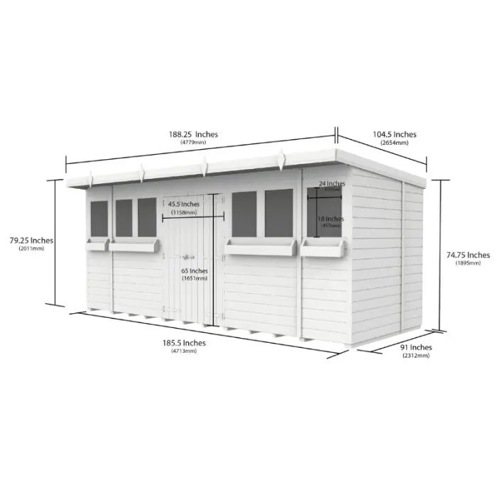 16 x 8 Pent Summer Shed