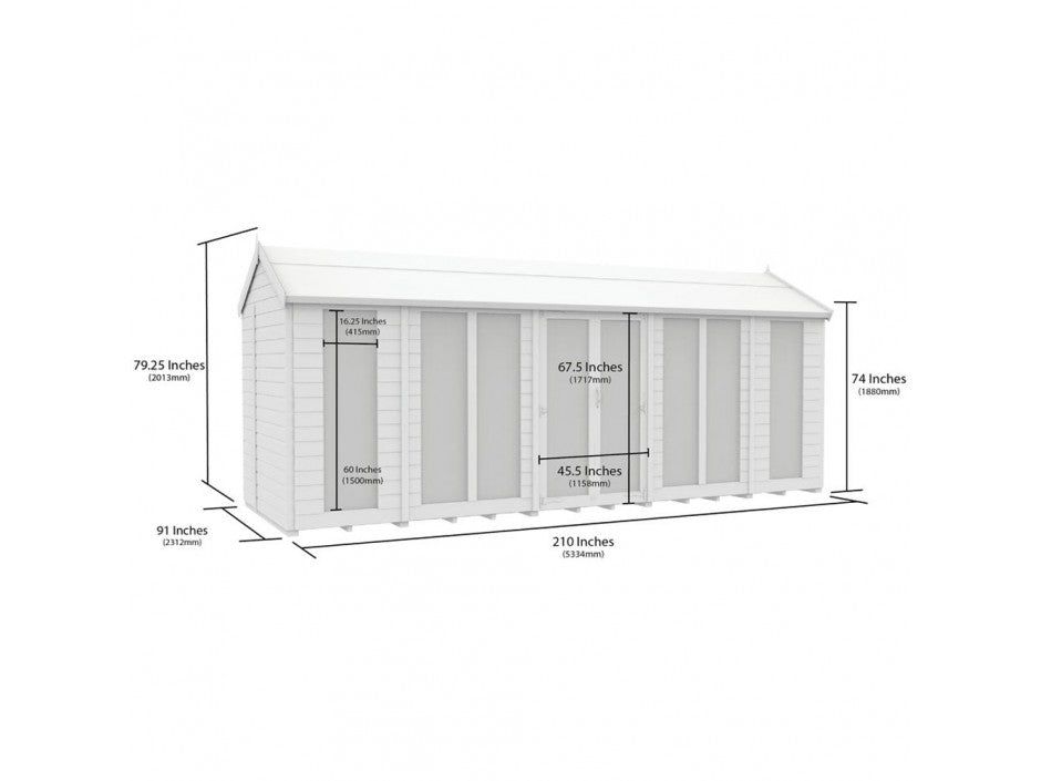 18 x 8 Apex Summer House (Full Height Window)