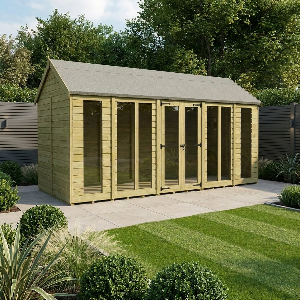 18 x 8 Apex Summer House (Full Height Window)