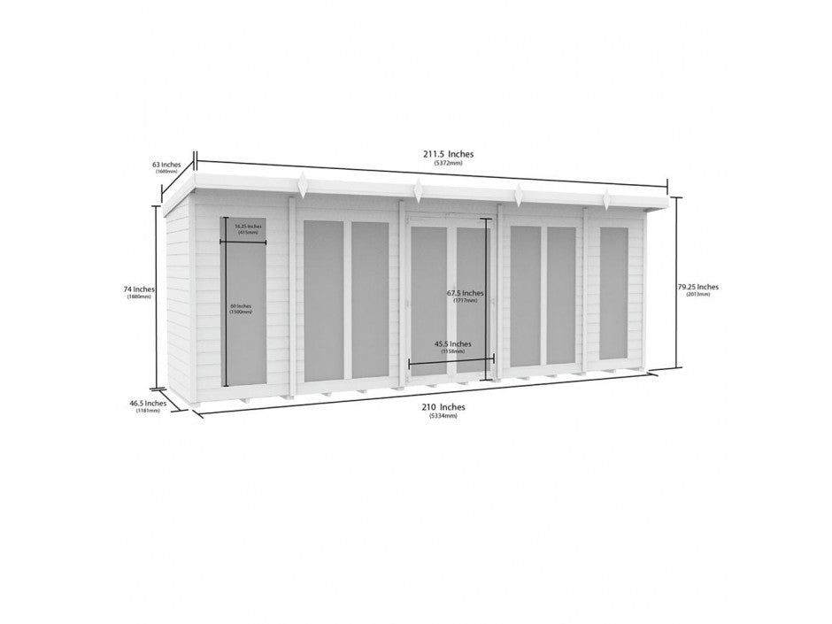 18 x 4 Pent Summer House (Full Height Window)