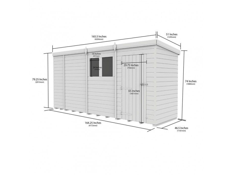 14x6 Pent Composite Shed (Single Door, No Windows)