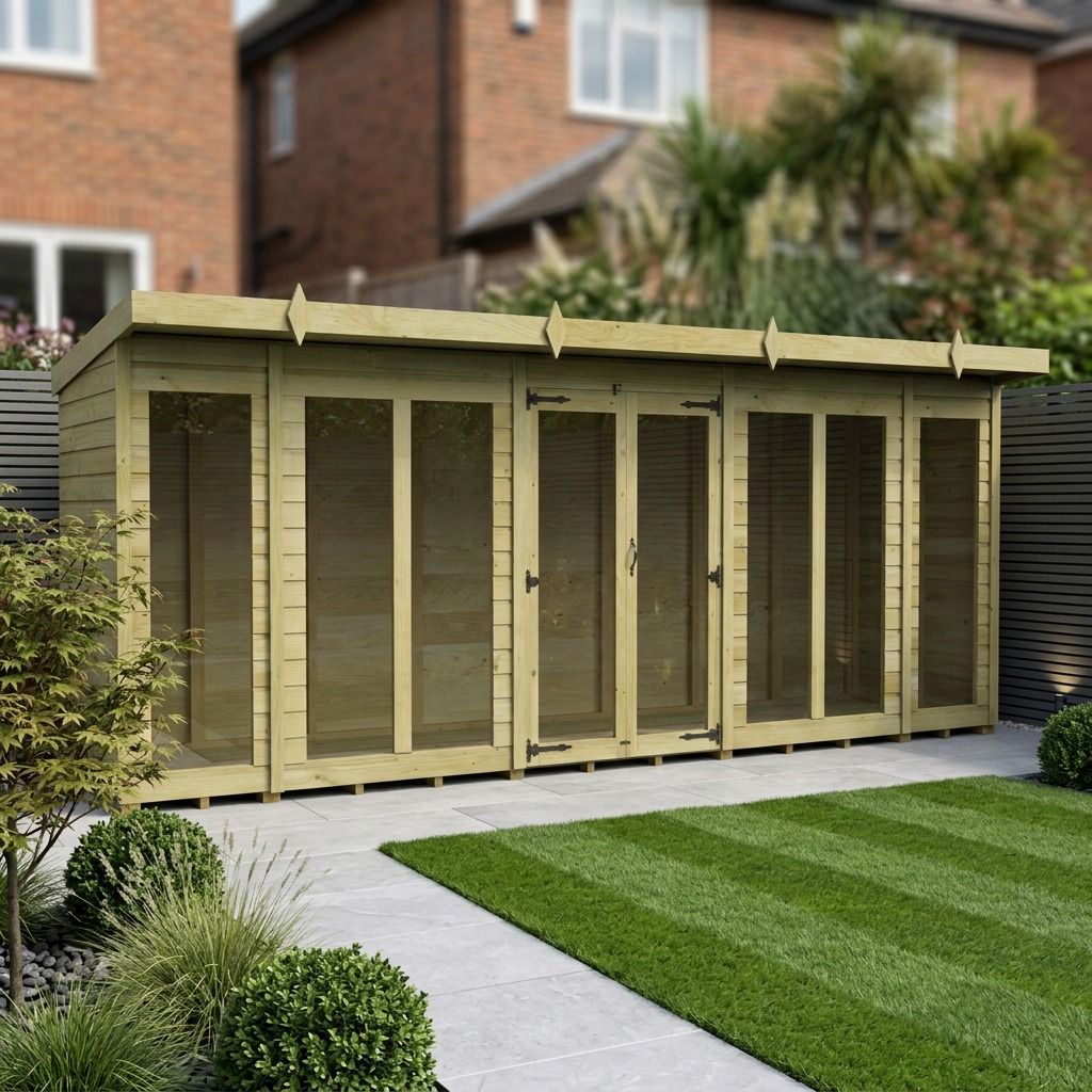 16 x 4 Pent Summer House (Full Height Window)