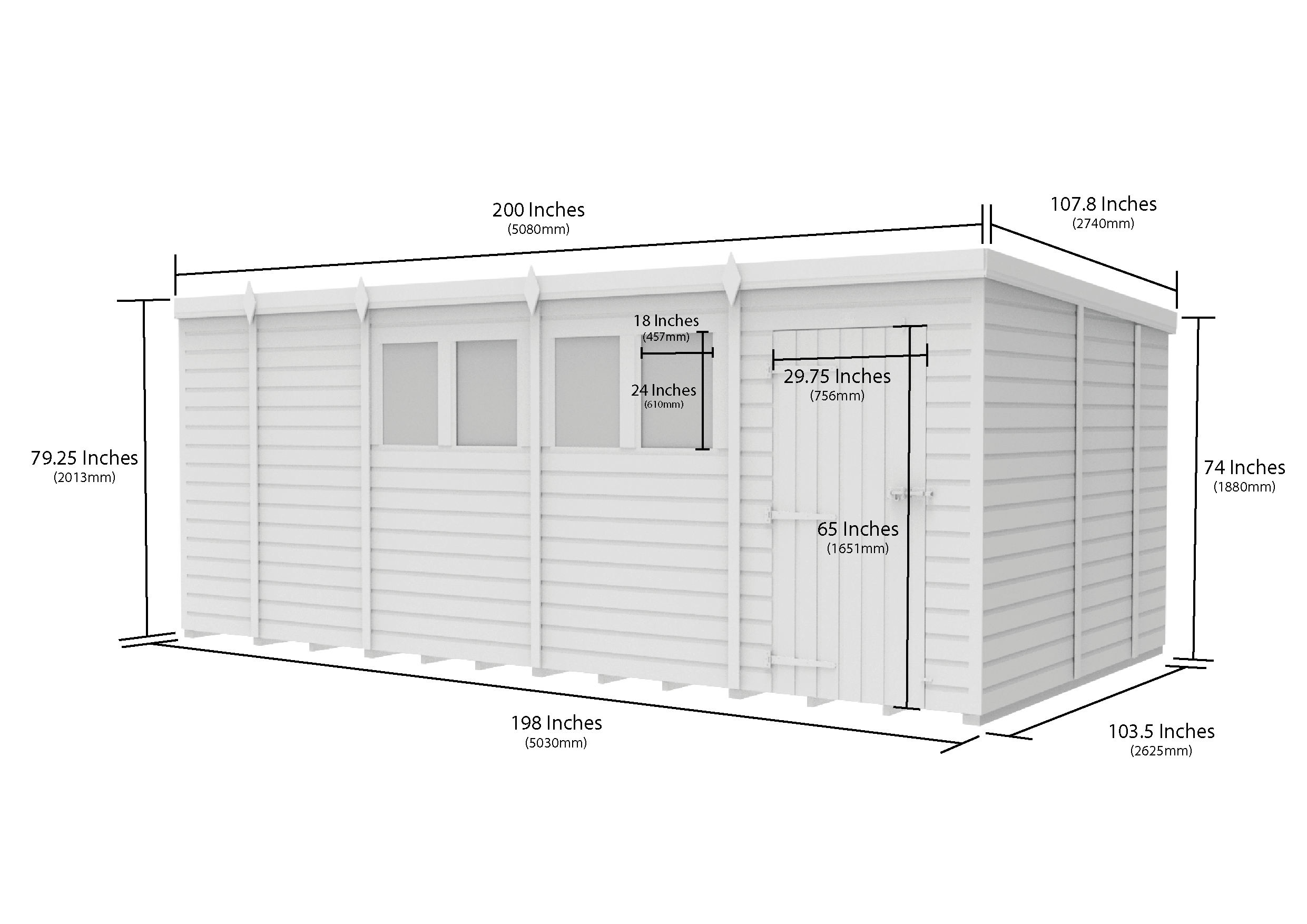 17x9 Pent Composite Shed (Single Door, No Windows)