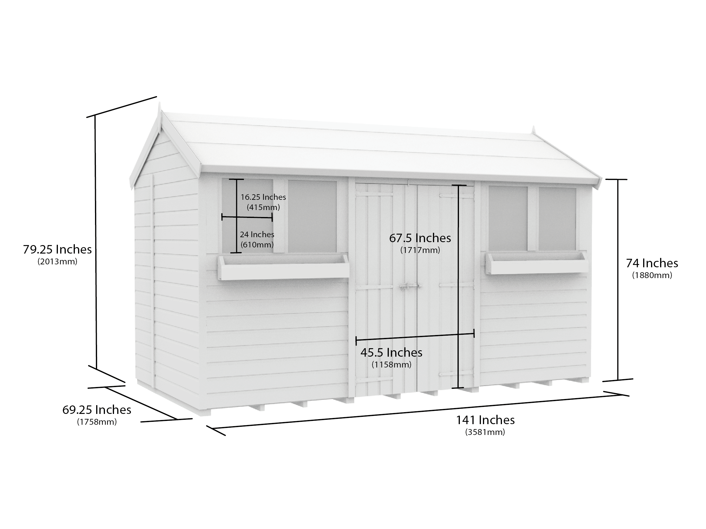12 x 6 Apex Summer Shed