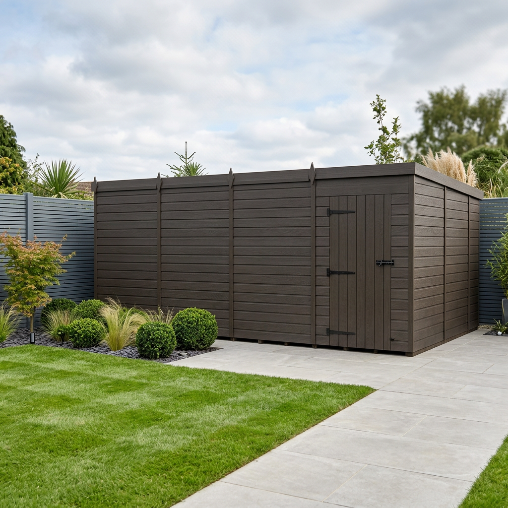 20x10 Pent Composite Shed (Single Door, No Windows)