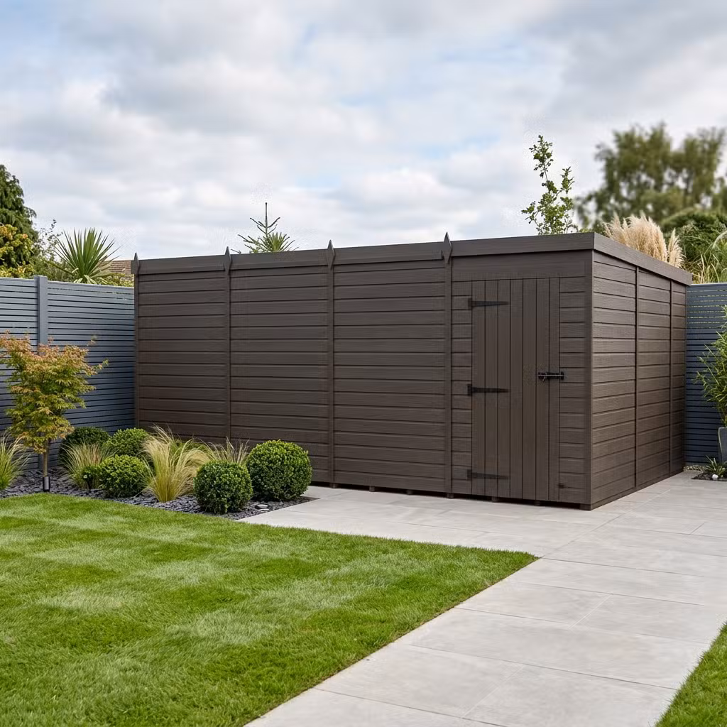 20x10 Pent Composite Shed (Single Door, No Windows)