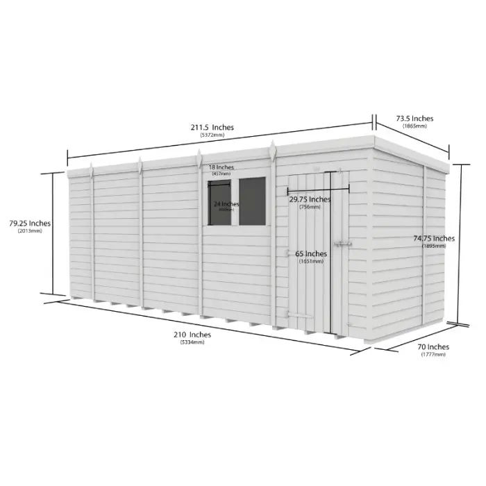 19x6 Pent Composite Shed (Single Door, No Windows)