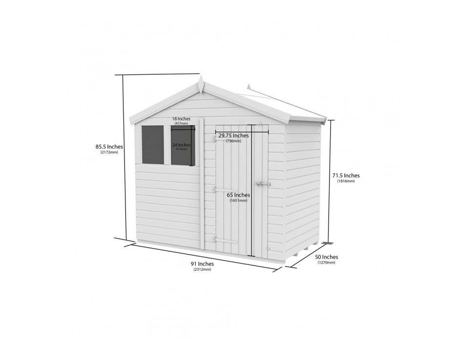 8 x 4 Apex Shed (Single Door, No Windows)