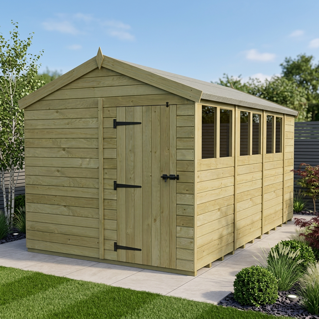 8 x 15 Apex Shed (Single Door, With Windows)