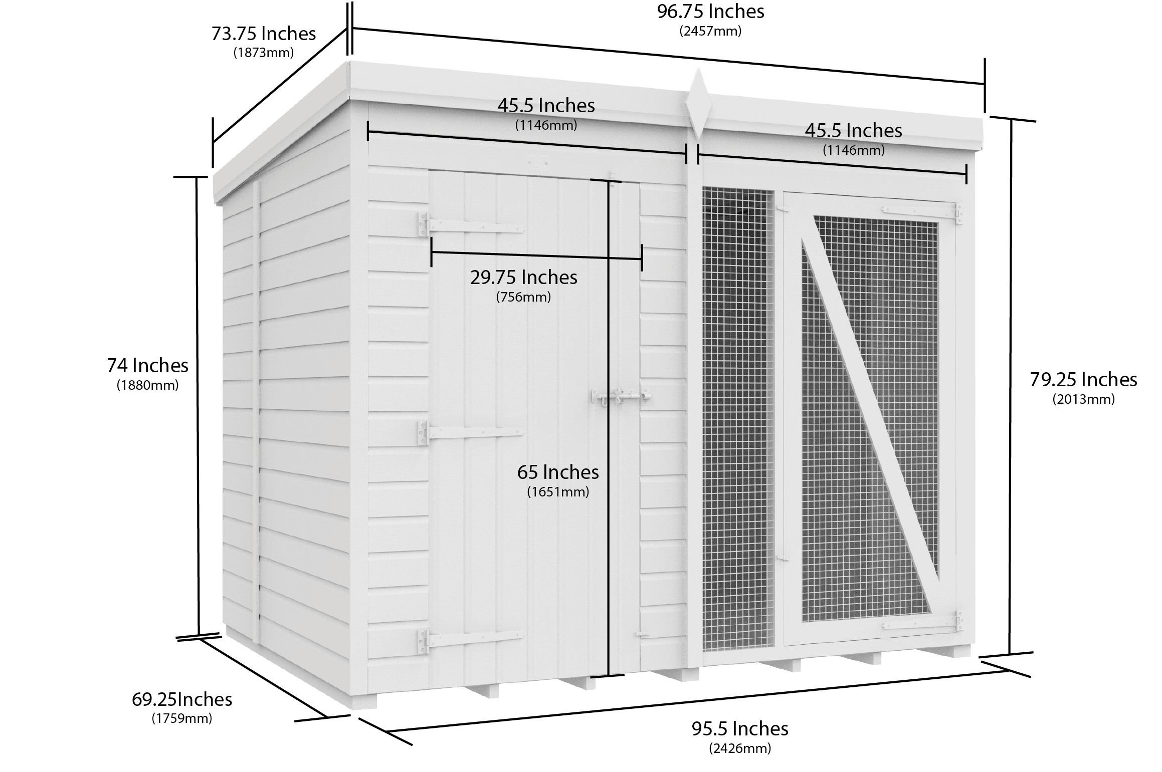 8 x 6 Dog Kennel And Run (Full Height)