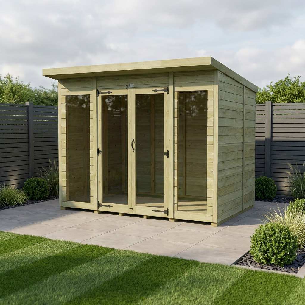 8 x 5 Pent Summer House (Full Height Window)