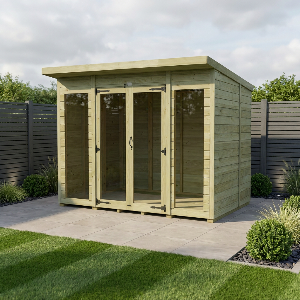 8 x 5 Pent Summer House (Full Height Window)
