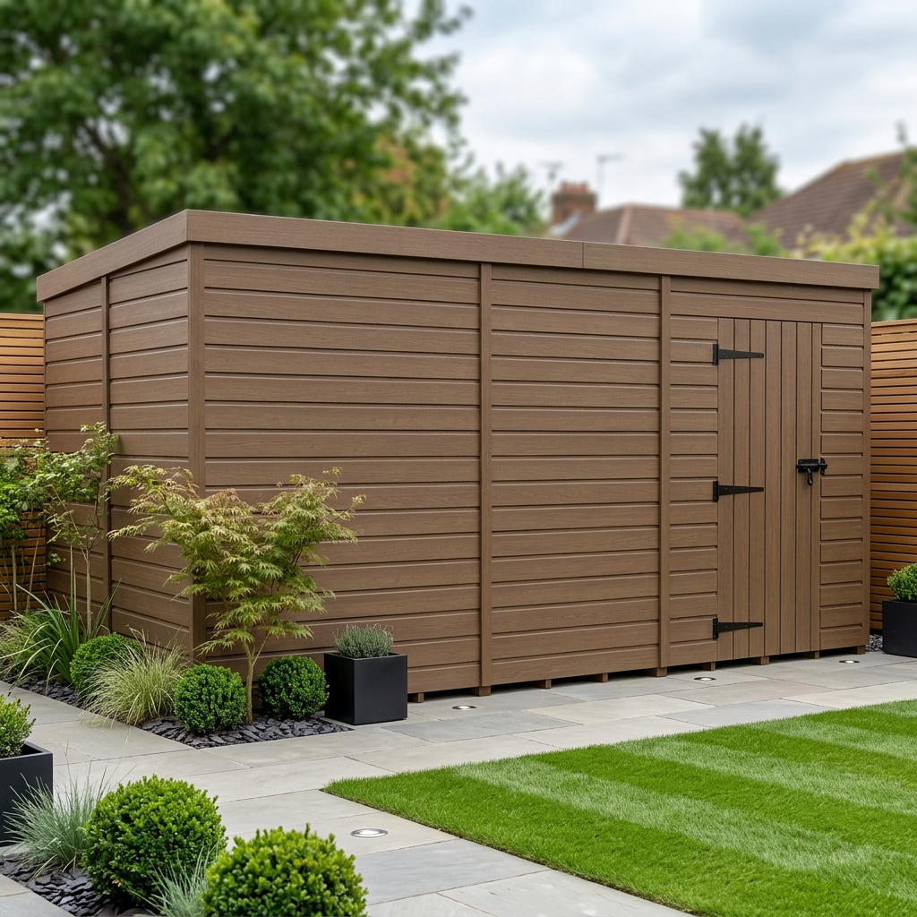 16x10 Pent Composite Shed (Single Door, No Windows)