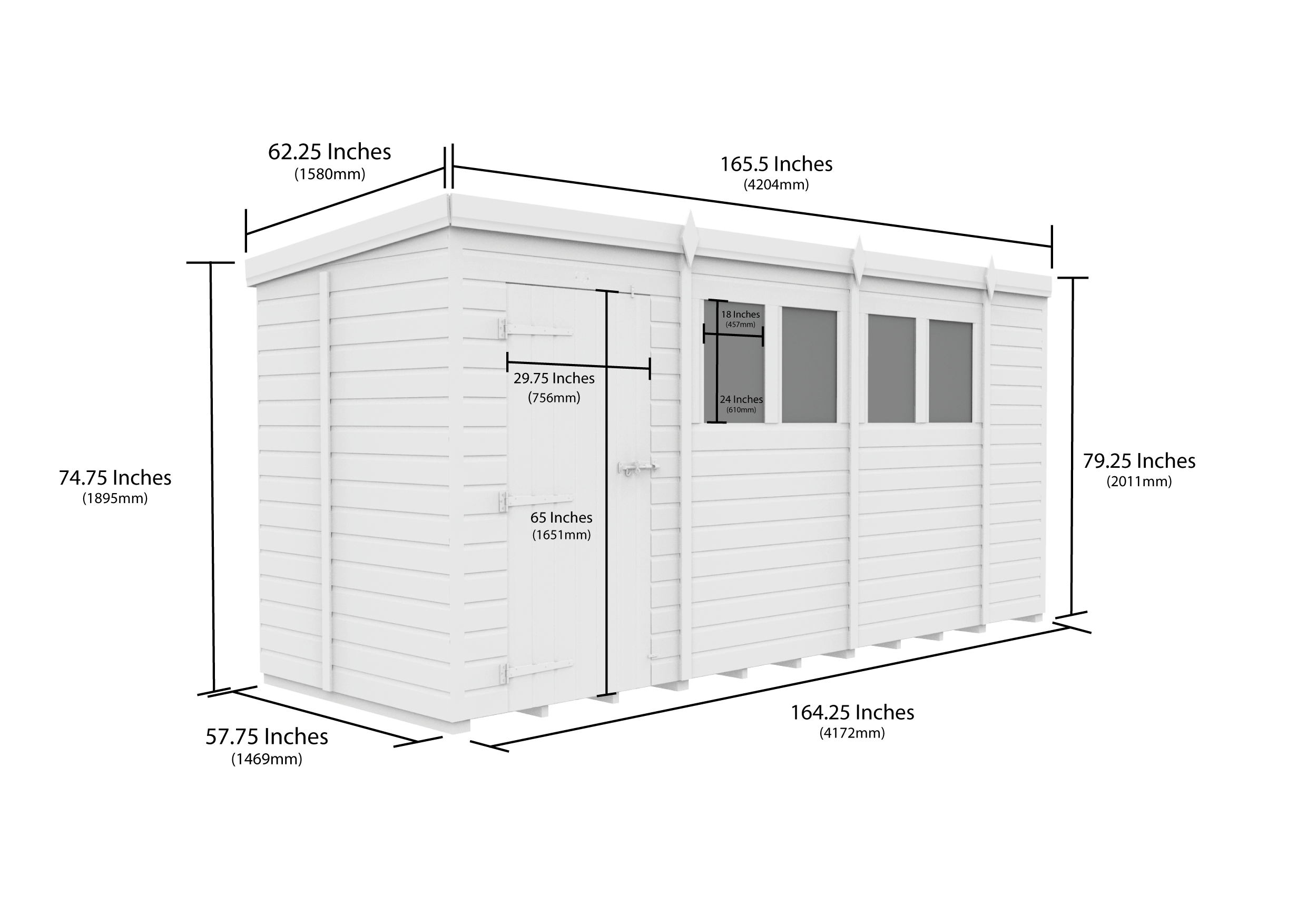 14 x 5 Security Pent Shed