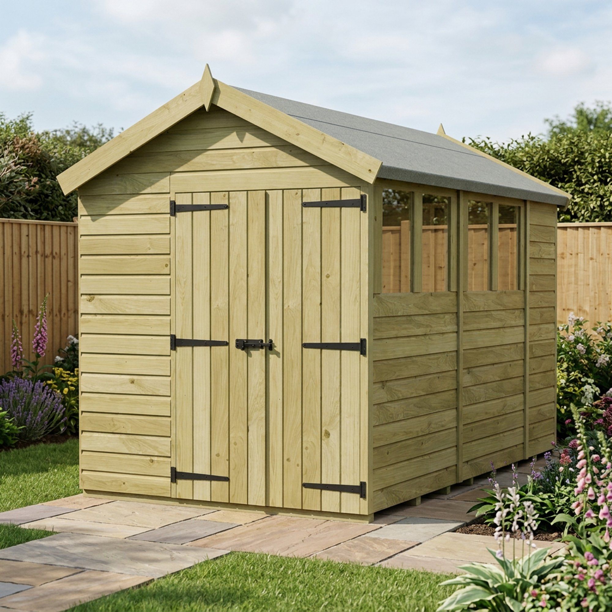 7 x 11 Apex Shed (Double Door, With Windows)