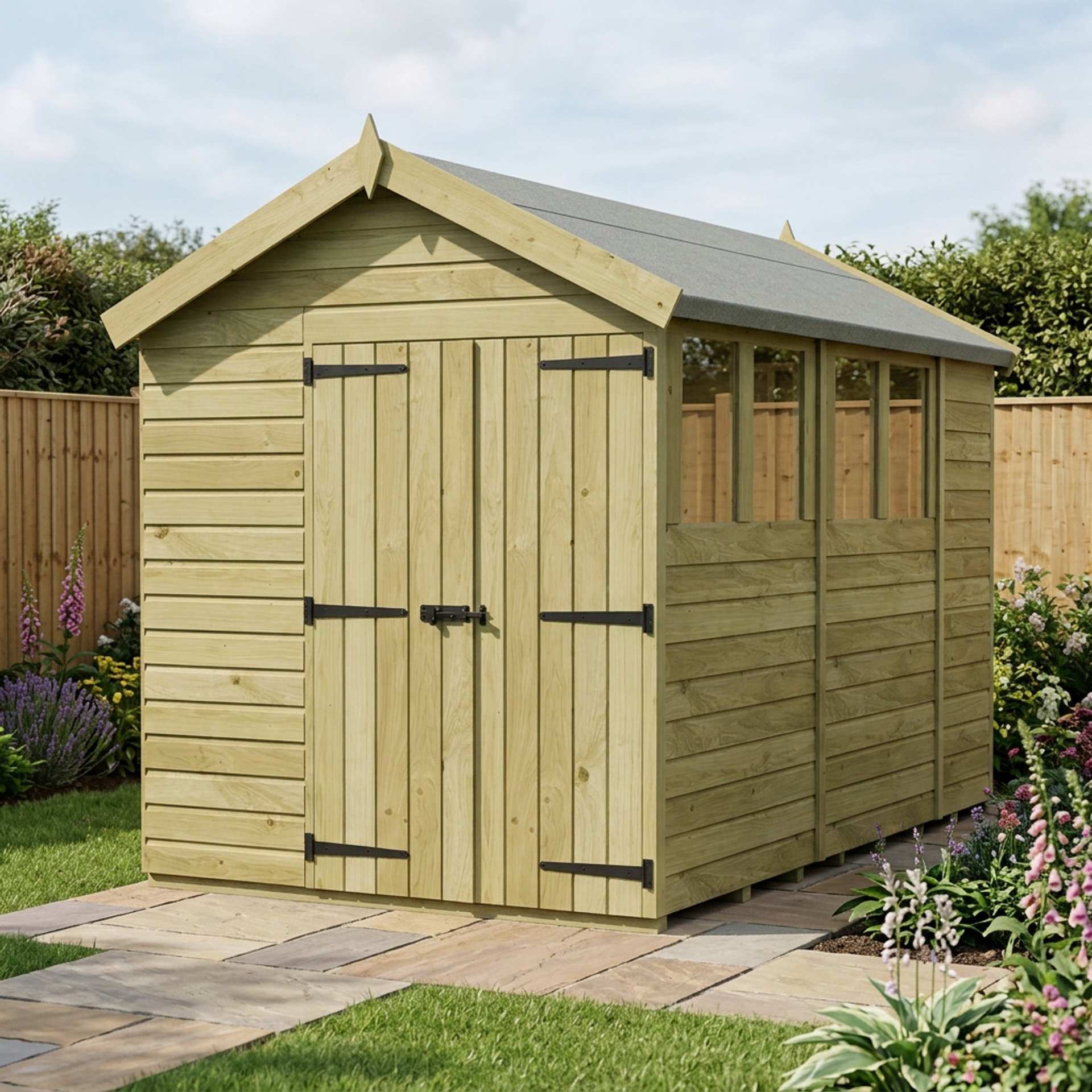 7 x 11 Apex Shed (Double Door, With Windows)