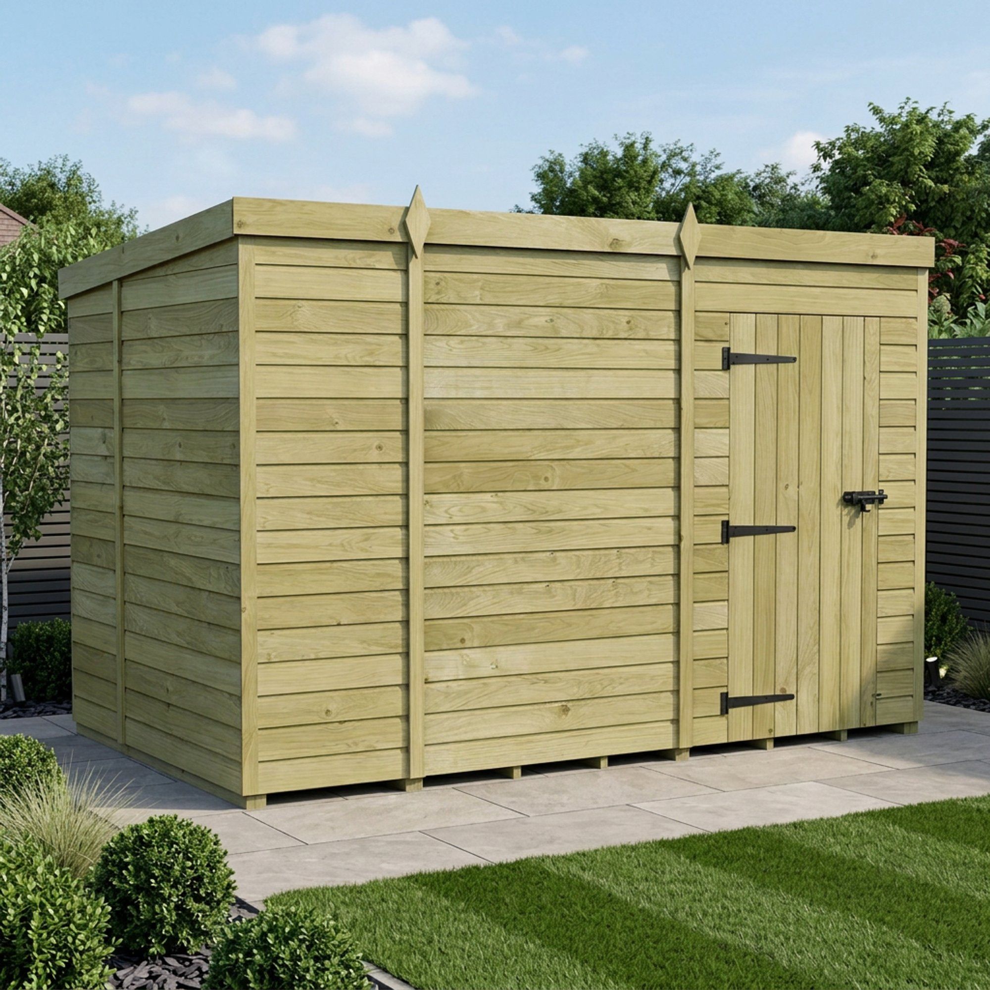 11 x 6 Pent Shed (Single Door, No Windows)