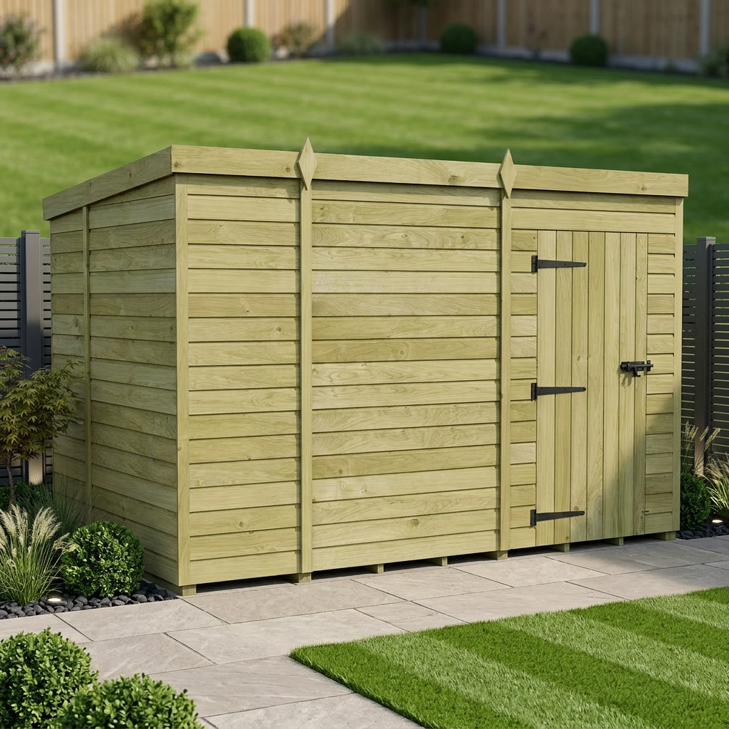 11 x 6 Pent Shed (Single Door, No Windows)