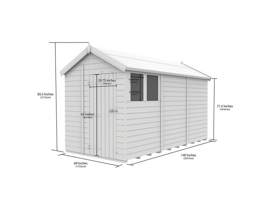 6 x 12 Apex Shed (Double Door, With Windows)