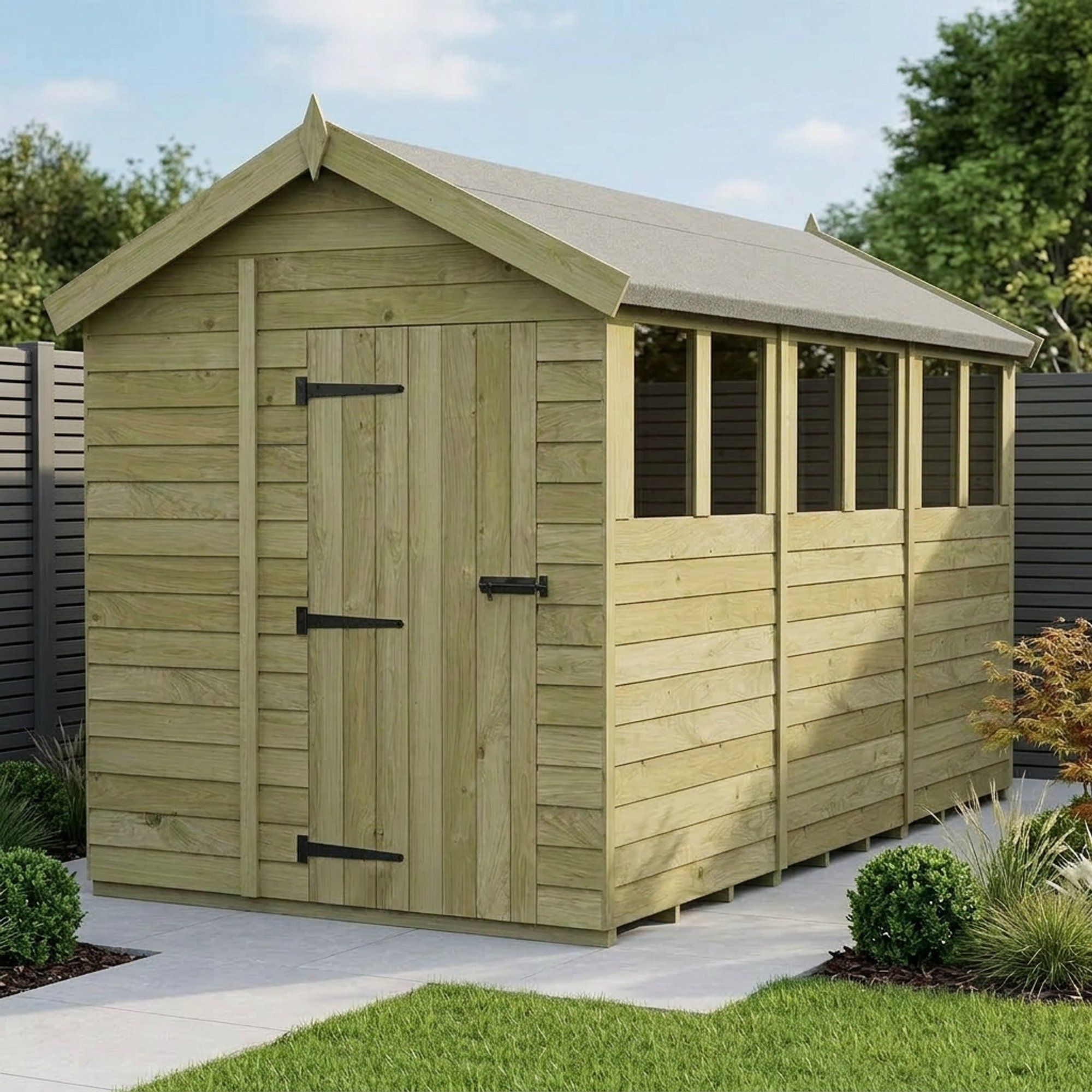 6 x 12 Apex Shed (Single Door, With Windows)