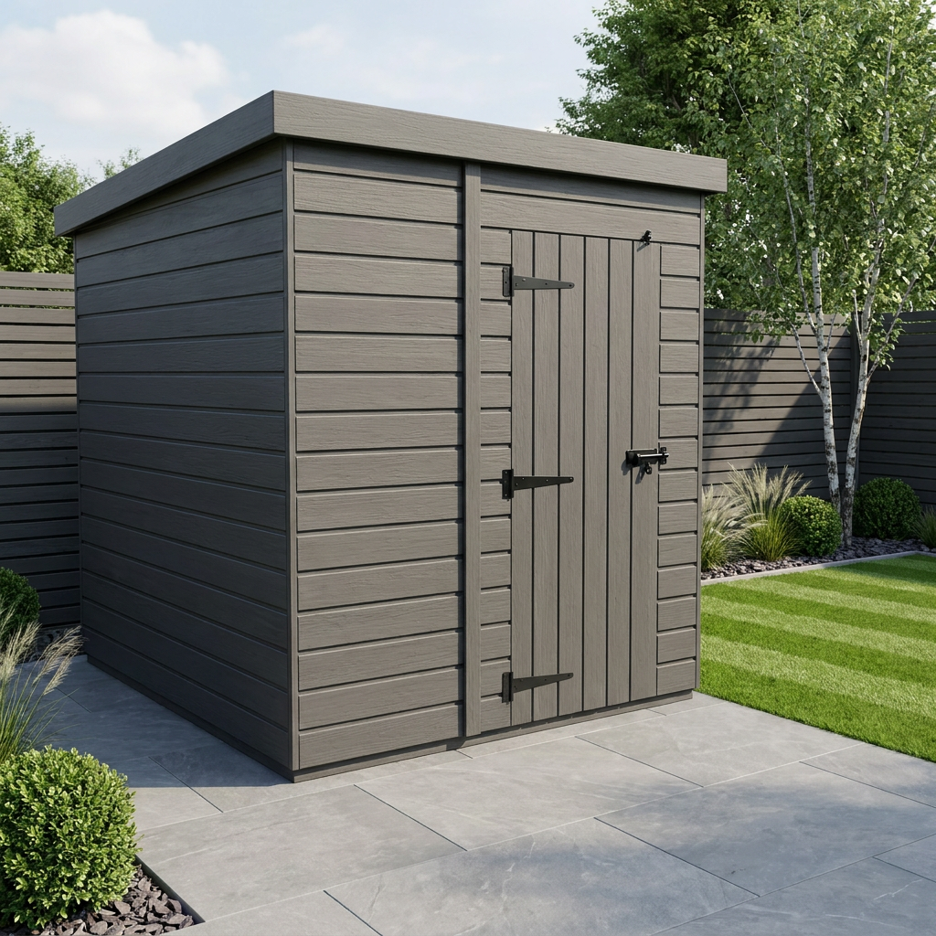 5x4 Pent Composite Shed (Single Door, No Windows)