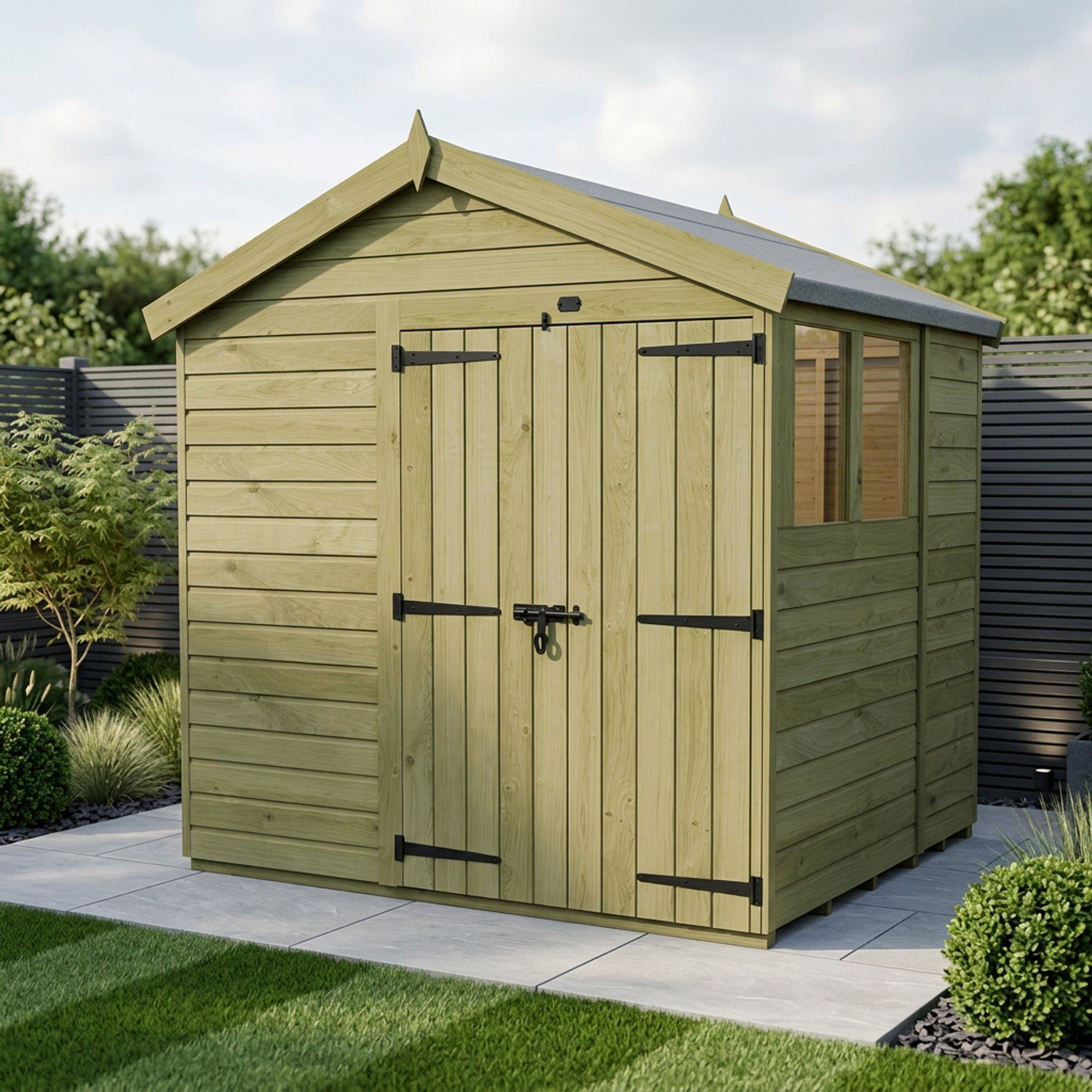 8 x 6 Apex Shed (Double Door, With Windows)