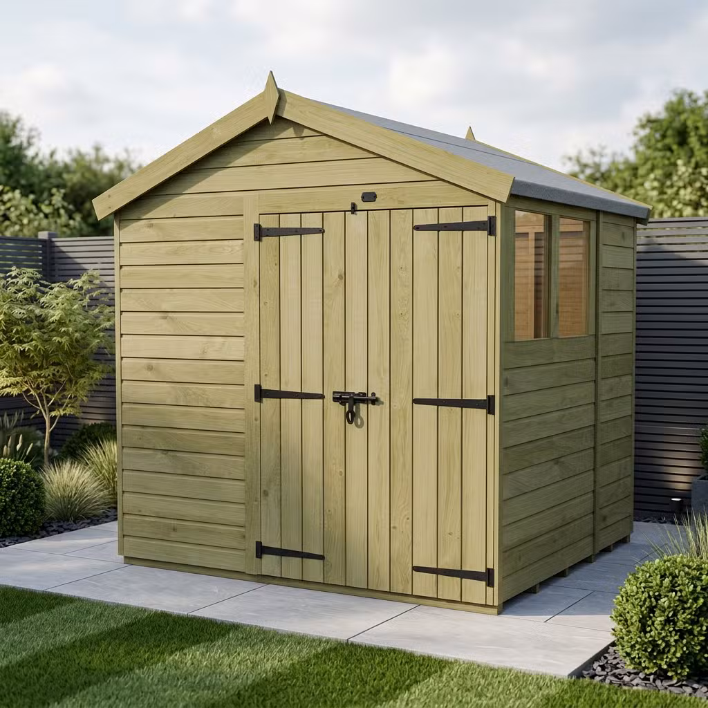 8 x 6 Apex Shed (Double Door, With Windows)