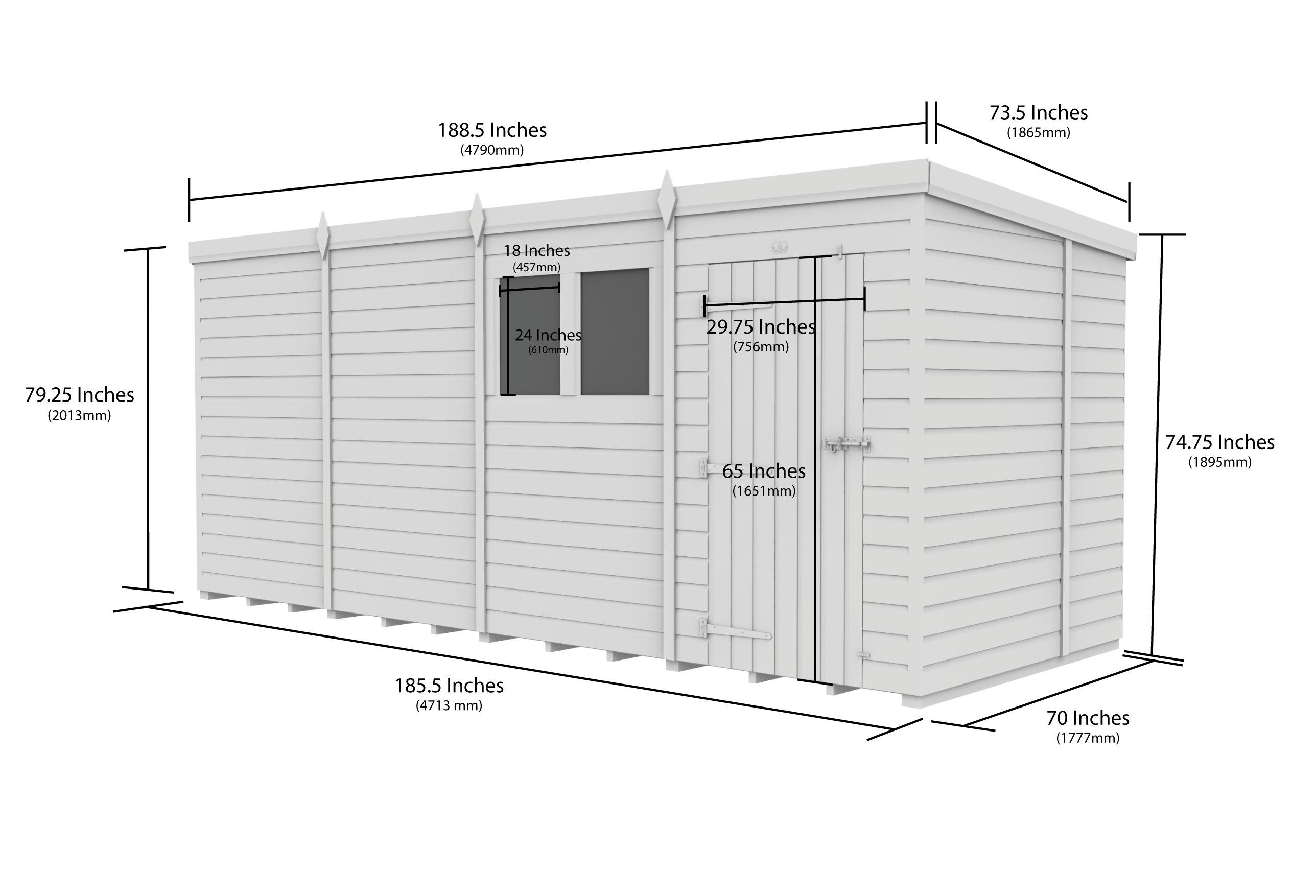 16 x 6  Security Pent Shed
