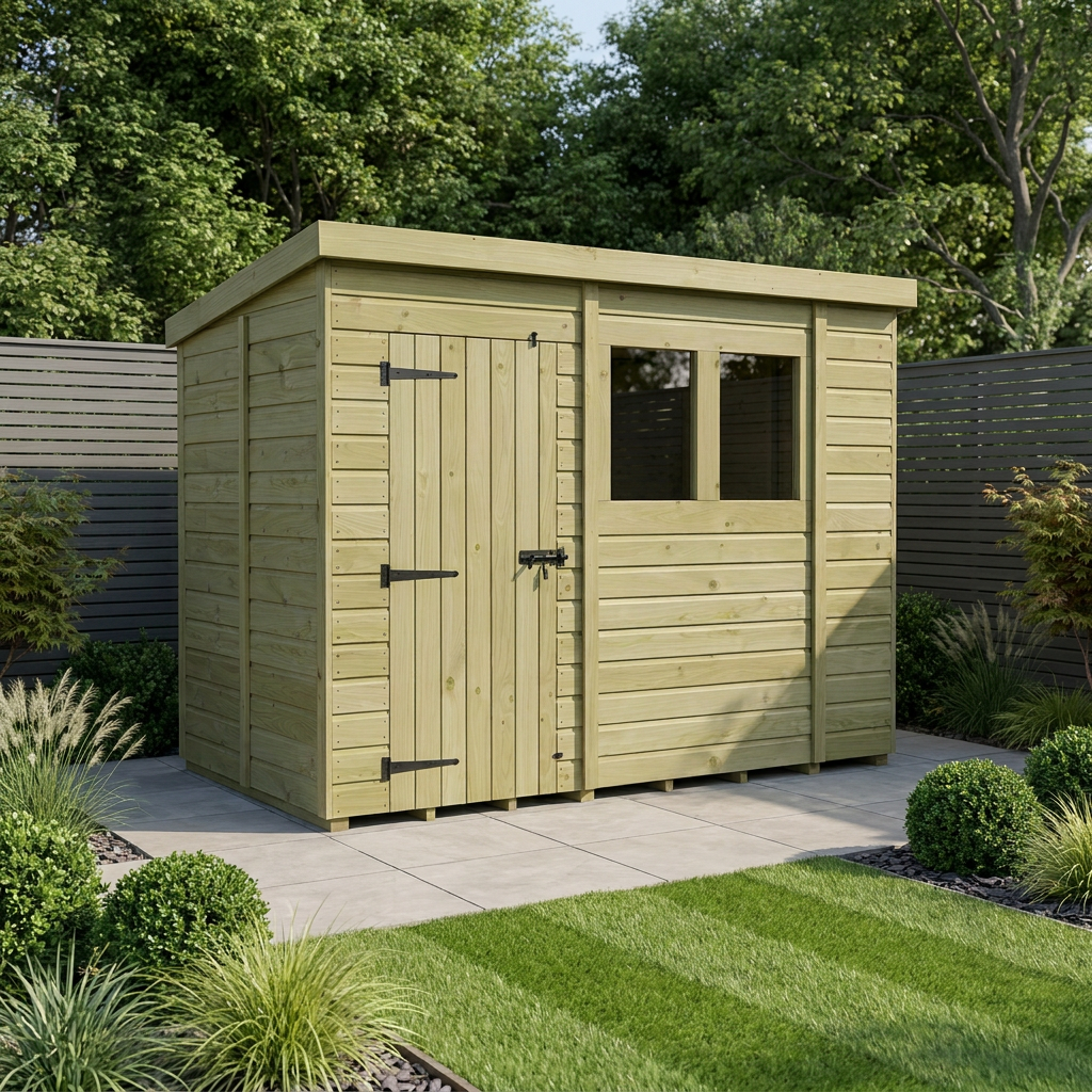 10 x 5 Pent Shed (Single Door, With Windows)