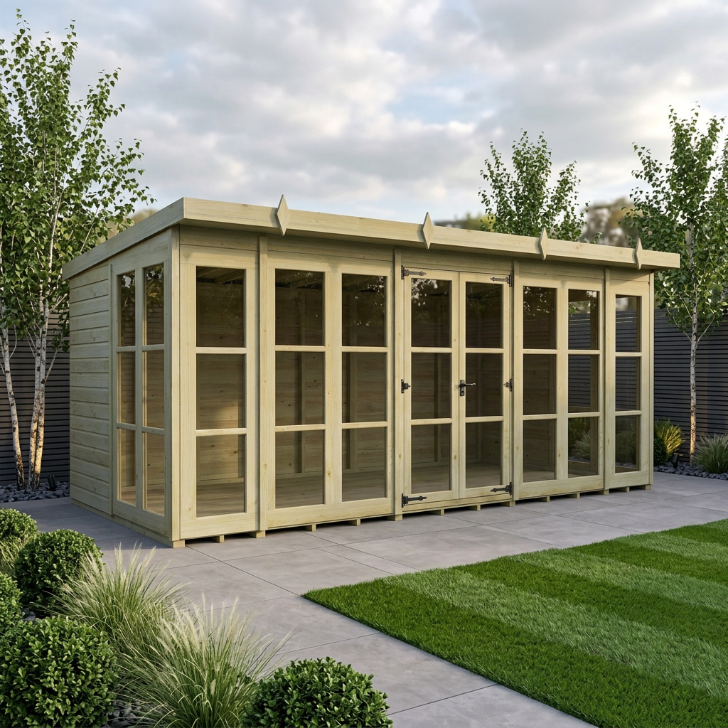 16 x 8 Georgian Window Pent Summer House