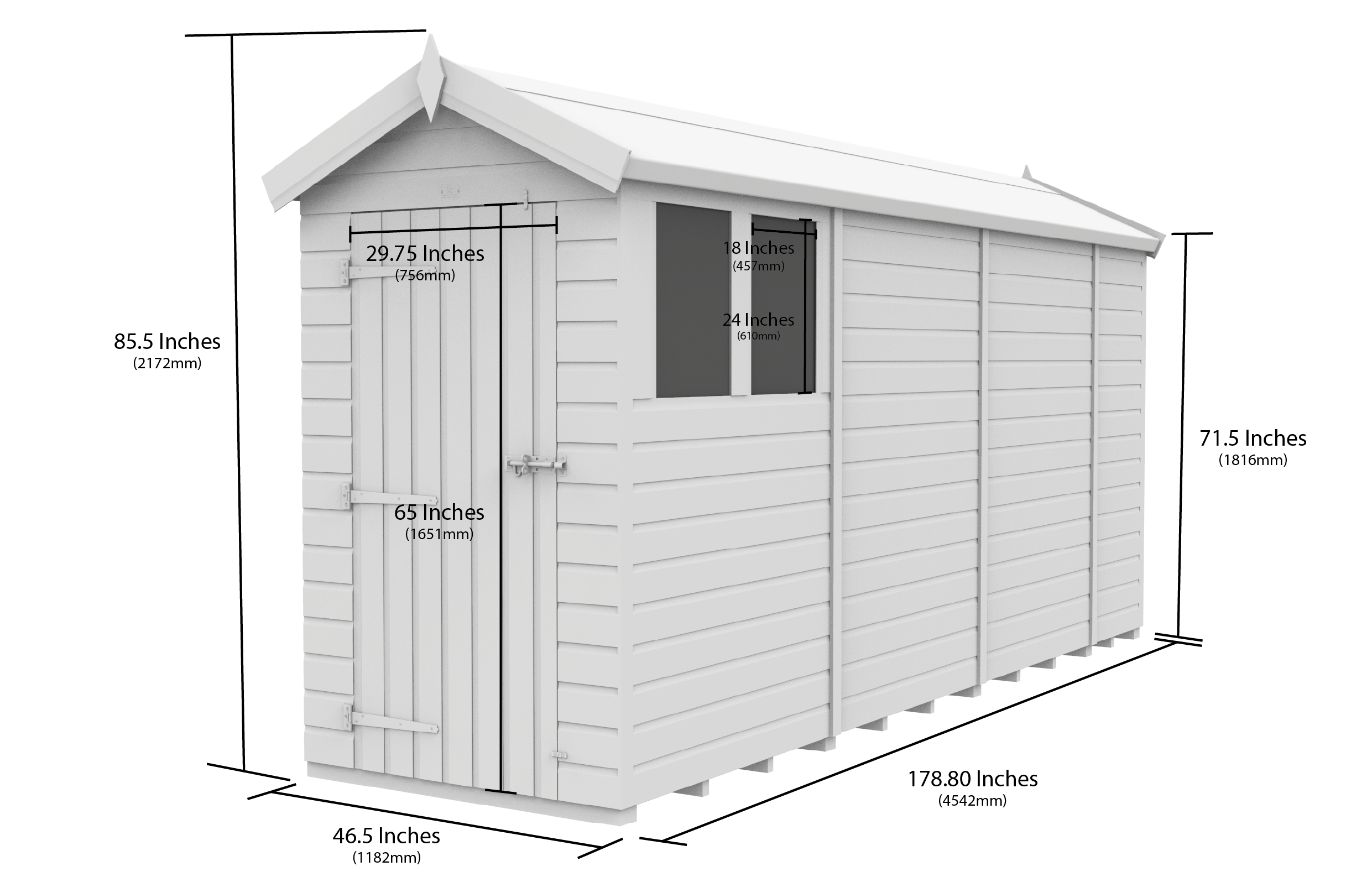 4 x 15  Apex Security Shed