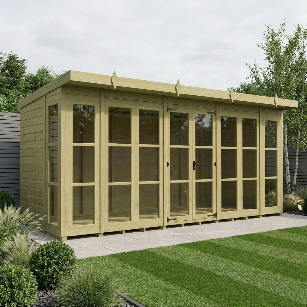 16 x 6 Georgian Window Pent Summer House