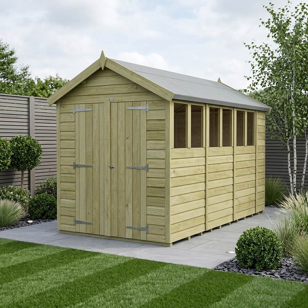 7 x 15 Apex Shed (Double Door, With Windows)