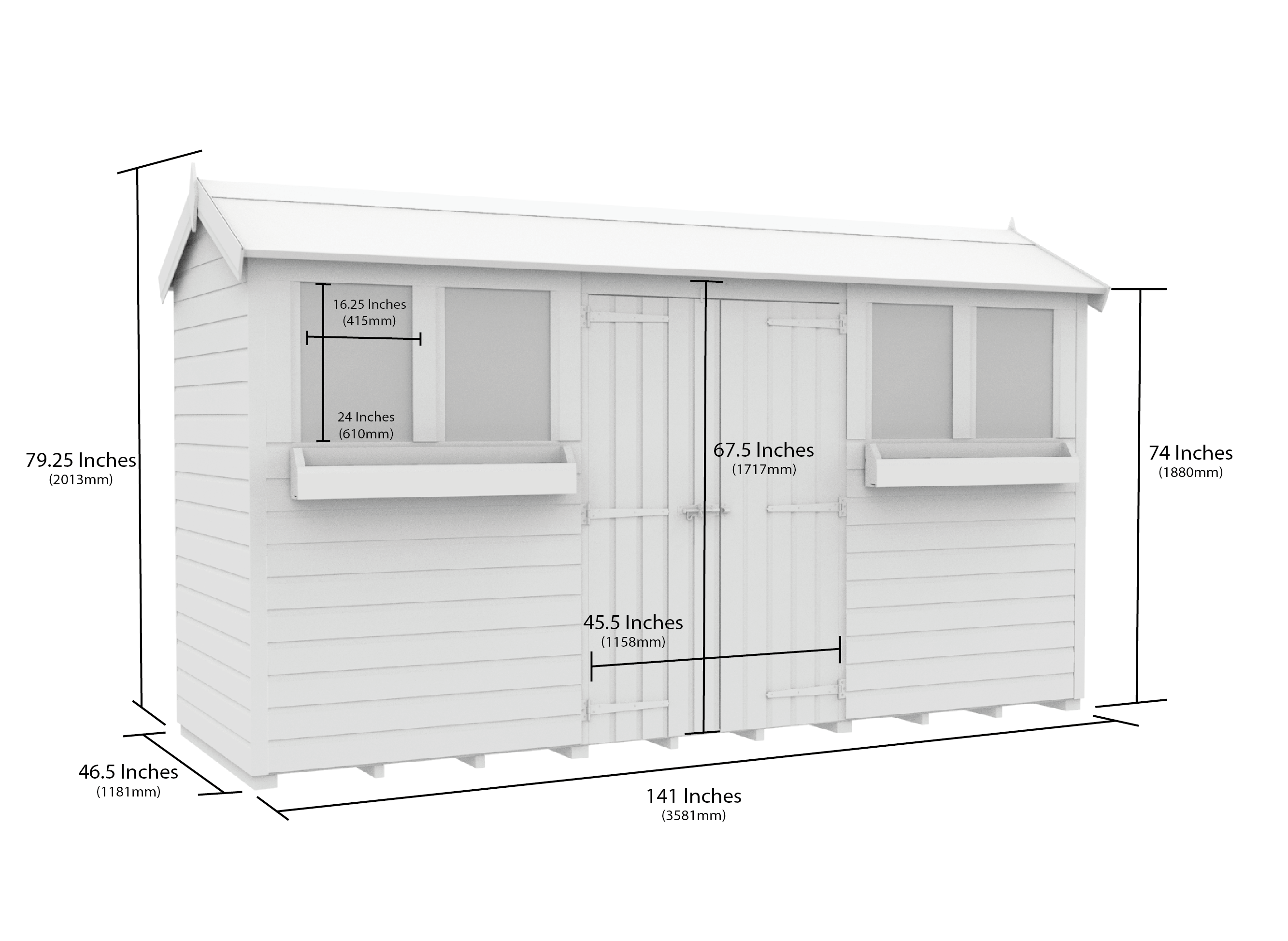 12 x 4 Apex Summer Shed