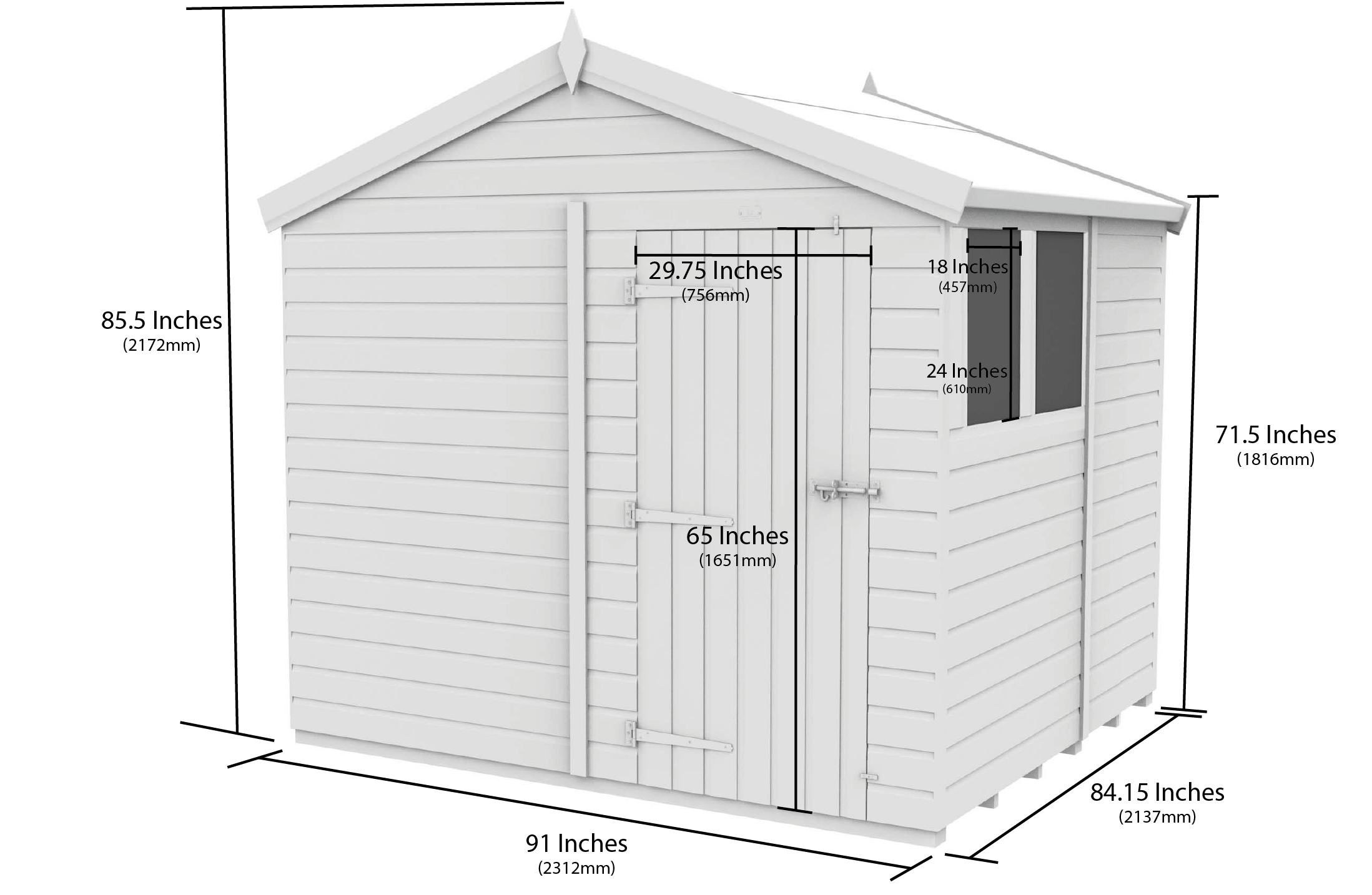 8 x 7 Apex Security Shed